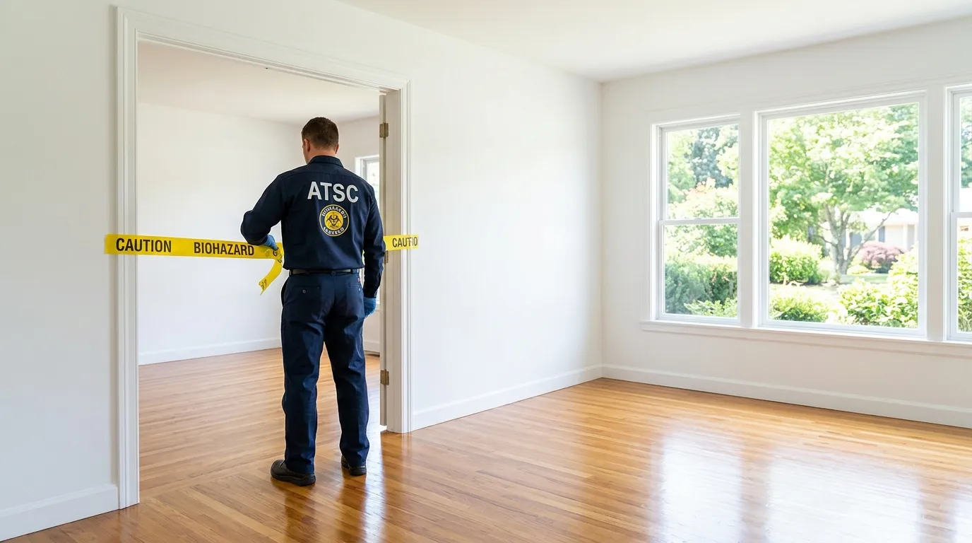 Certified biohazard cleanup crew performing Decomposition Cleanup in Duarte